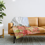 orange poppy field watercolour  Throw Blanket Gallery Image 1