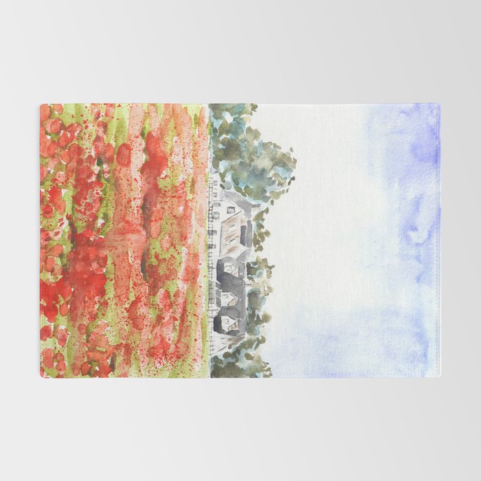 orange poppy field watercolour  Rug Gallery Image 2