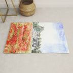 orange poppy field watercolour  Rug Gallery Image 1