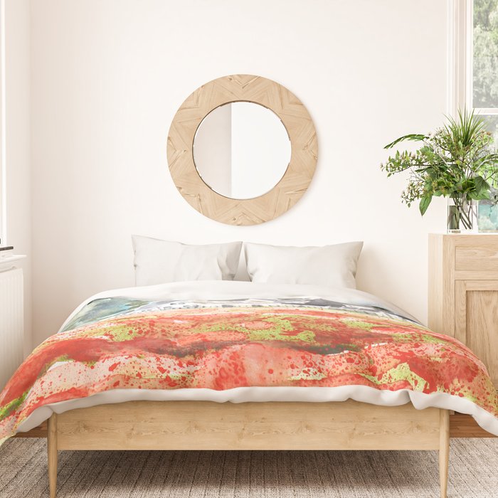 orange poppy field watercolour  Duvet Cover Gallery Image 3
