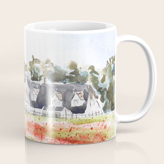 orange poppy field watercolour  Coffee Mug Gallery Image 1