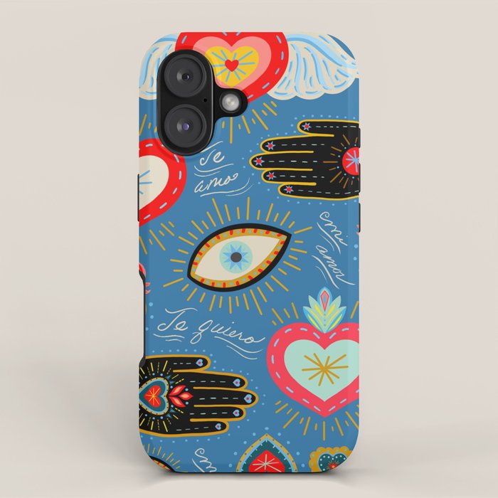 Milagro love hearts - blue iPhone Case Gallery Image 1