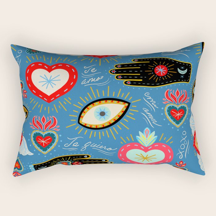 Milagro love hearts - blue Rectangular Pillow Gallery Image 1