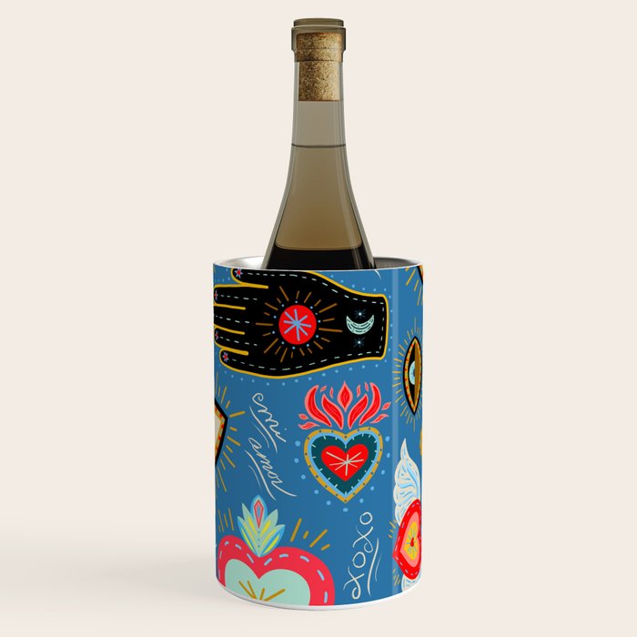 Milagro love hearts - blue Wine Chiller Gallery Image 3
