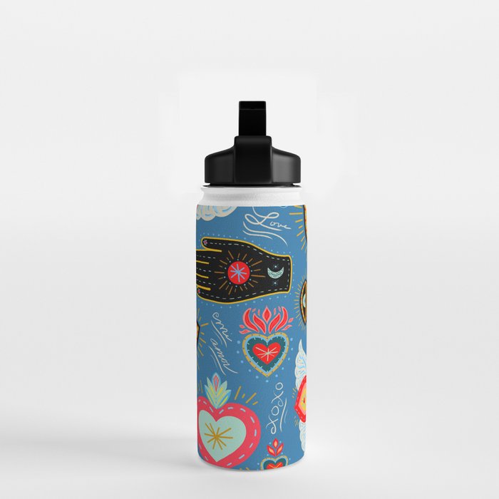 Milagro love hearts - blue Water Bottle Gallery Image 2