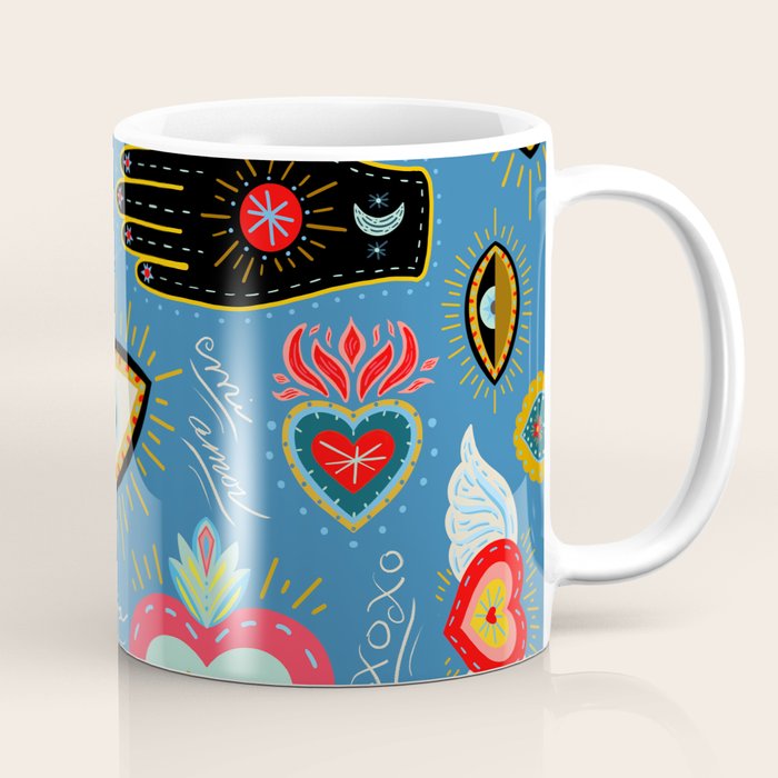 Milagro love hearts - blue Coffee Mug Gallery Image 1