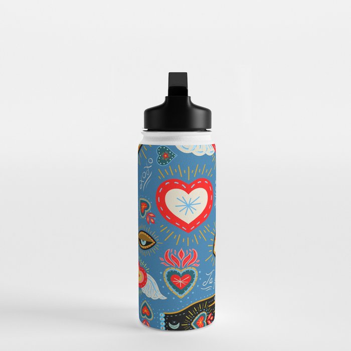 Milagro love hearts - blue Water Bottle Gallery Image 3