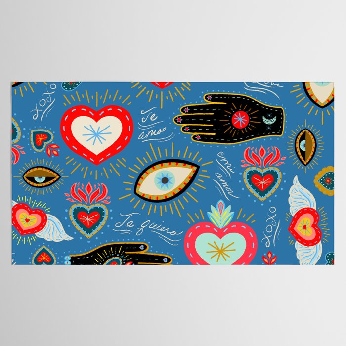 Milagro love hearts - blue Tablecloth Gallery Image 2