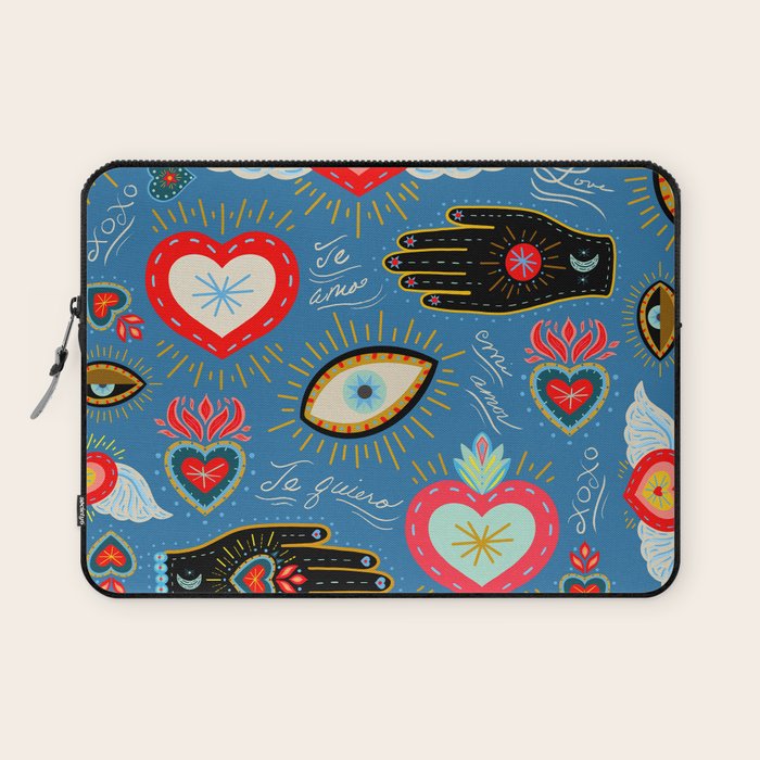 Milagro love hearts - blue Laptop Sleeve Gallery Image 1