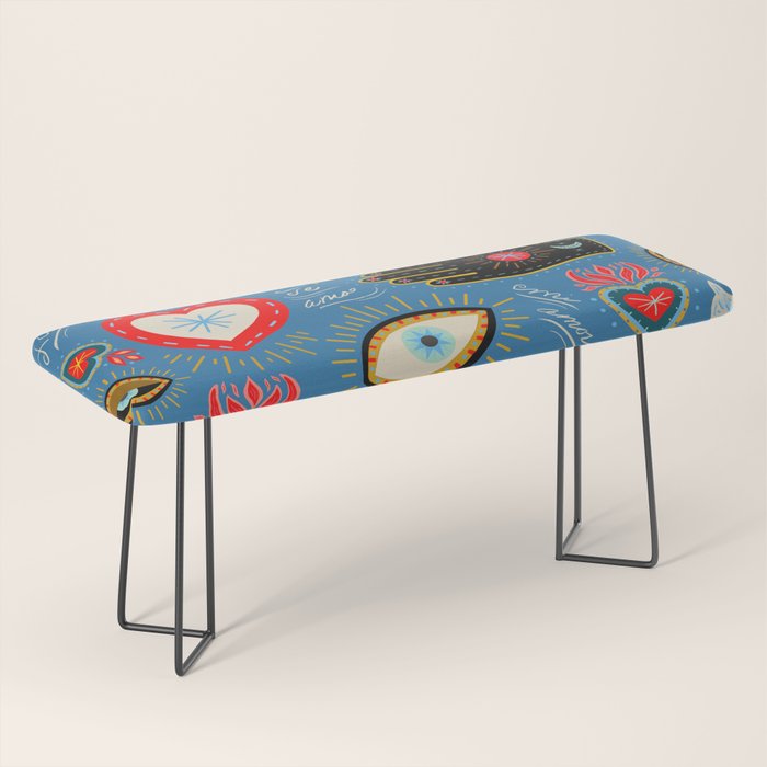 Milagro love hearts - blue Bench Gallery Image 1