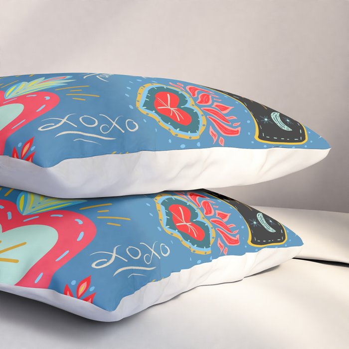 Milagro love hearts - blue Pillow Sham Gallery Image 3
