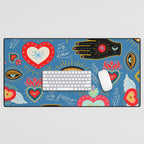 Milagro love hearts - blue Desk Mat Gallery Image 1