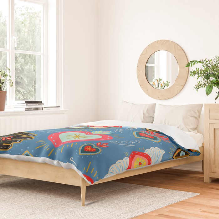 Milagro love hearts - blue Duvet Cover Gallery Image 2