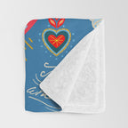 Milagro love hearts - blue Throw Blanket Gallery Image 3