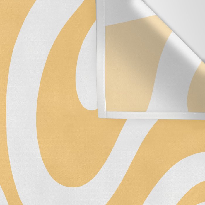 Modern Retro Liquid Swirl Abstract Pattern in Soft Mustard Yellow and White Wall Tapestry Gallery Image 3