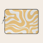 Modern Retro Liquid Swirl Abstract Pattern in Soft Mustard Yellow and White Laptop Sleeve Gallery Image 1