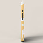 Modern Retro Liquid Swirl Abstract Pattern in Soft Mustard Yellow and White iPhone Case Gallery Image 2