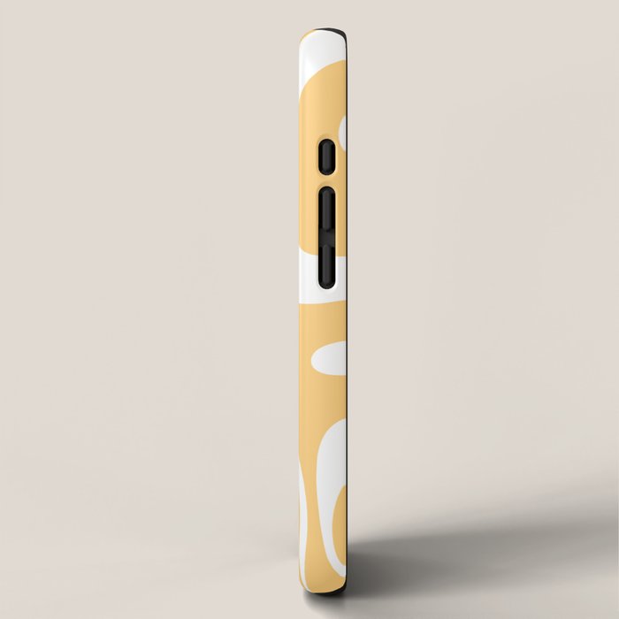 Modern Retro Liquid Swirl Abstract Pattern in Soft Mustard Yellow and White iPhone Case Gallery Image 2