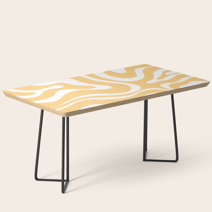 Modern Retro Liquid Swirl Abstract Pattern in Soft Mustard Yellow and White Coffee Table Gallery Image 1