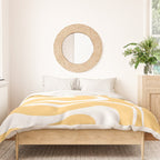 Modern Retro Liquid Swirl Abstract Pattern in Soft Mustard Yellow and White Duvet Cover Gallery Image 3