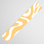 Modern Retro Liquid Swirl Abstract Pattern in Soft Mustard Yellow and White Table Runner Gallery Image 3