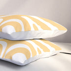 Modern Retro Liquid Swirl Abstract Pattern in Soft Mustard Yellow and White Pillow Sham Gallery Image 3