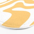 Modern Retro Liquid Swirl Abstract Pattern in Soft Mustard Yellow and White Bath Mat Gallery Image 3