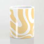 Modern Retro Liquid Swirl Abstract Pattern in Soft Mustard Yellow and White Coffee Mug Gallery Image 4
