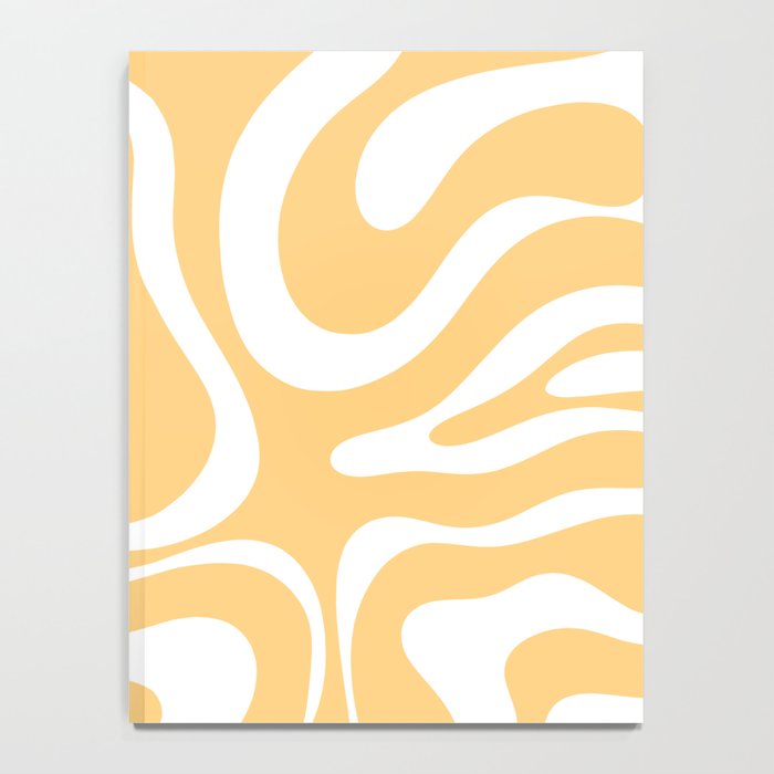 Modern Retro Liquid Swirl Abstract Pattern in Soft Mustard Yellow and White Notebook Gallery Image 4