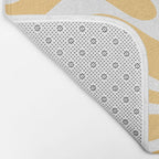 Modern Retro Liquid Swirl Abstract Pattern in Soft Mustard Yellow and White Bath Mat Gallery Image 2