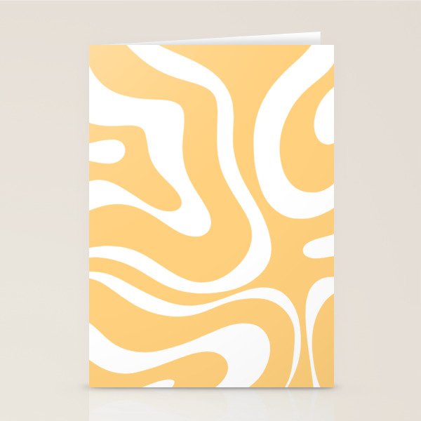 Modern Retro Liquid Swirl Abstract Pattern in Soft Mustard Yellow and White Stationery Card Gallery Image 2