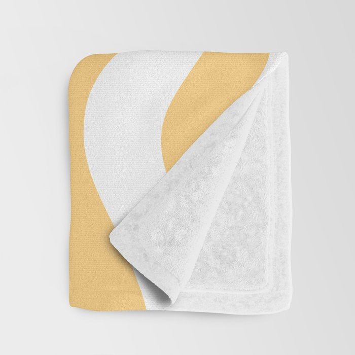 Modern Retro Liquid Swirl Abstract Pattern in Soft Mustard Yellow and White Throw Blanket Gallery Image 3