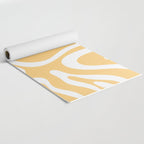 Modern Retro Liquid Swirl Abstract Pattern in Soft Mustard Yellow and White Yoga Mat Gallery Image 2