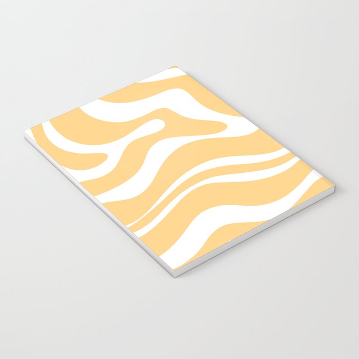 Modern Retro Liquid Swirl Abstract Pattern in Soft Mustard Yellow and White Notebook Gallery Image 3