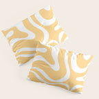 Modern Retro Liquid Swirl Abstract Pattern in Soft Mustard Yellow and White Pillow Sham Gallery Image 3