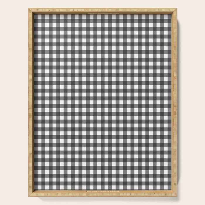 Gingham Check Pattern in Black and White (Charcoal) Serving Tray Gallery Image 1