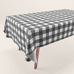 Gingham Check Pattern in Black and White (Charcoal) Tablecloth Gallery Image 1