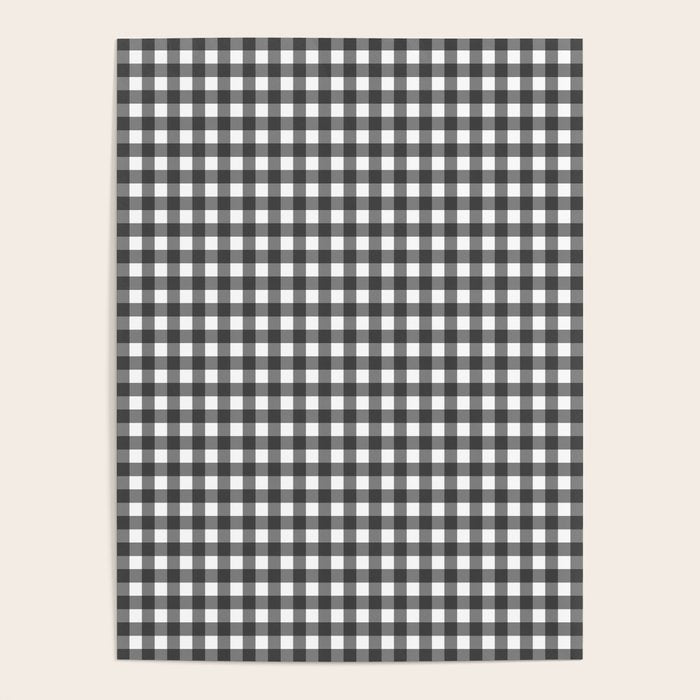Gingham Check Pattern in Black and White (Charcoal) Poster Gallery Image 4
