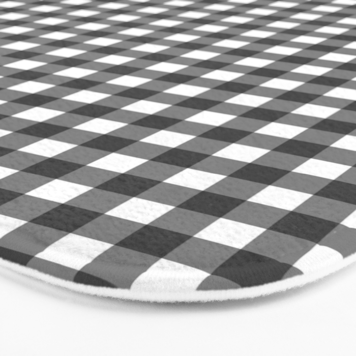 Gingham Check Pattern in Black and White (Charcoal) Bath Mat Gallery Image 3