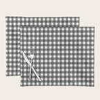 Gingham Check Pattern in Black and White (Charcoal) Placemat Gallery Image 1