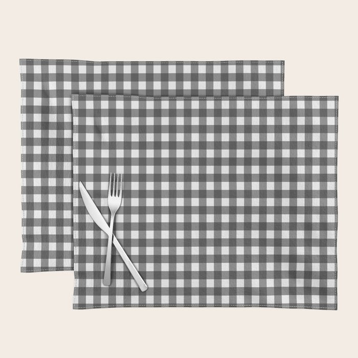 Gingham Check Pattern in Black and White (Charcoal) Placemat Gallery Image 1