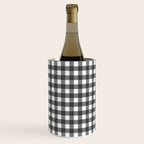 Gingham Check Pattern in Black and White (Charcoal) Wine Chiller Gallery Image 1