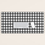 Gingham Check Pattern in Black and White (Charcoal) Desk Mat Gallery Image 1