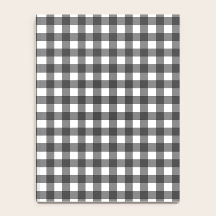 Gingham Check Pattern in Black and White (Charcoal) Notebook Gallery Image 4