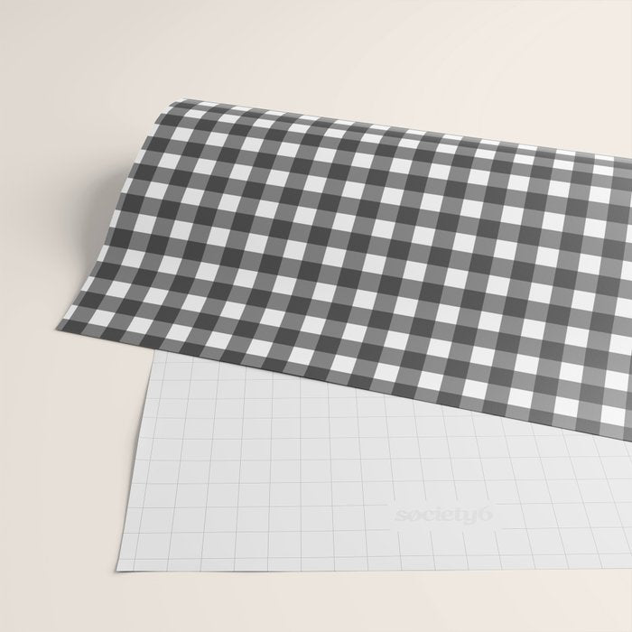 Gingham Check Pattern in Black and White (Charcoal) Wrapping Paper Gallery Image 2