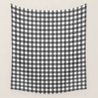 Gingham Check Pattern in Black and White (Charcoal) Wall Tapestry Gallery Image 4