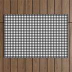 Gingham Check Pattern in Black and White (Charcoal) Outdoor Rug Gallery Image 1