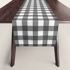 Gingham Check Pattern in Black and White (Charcoal) Table Runner Gallery Image 1