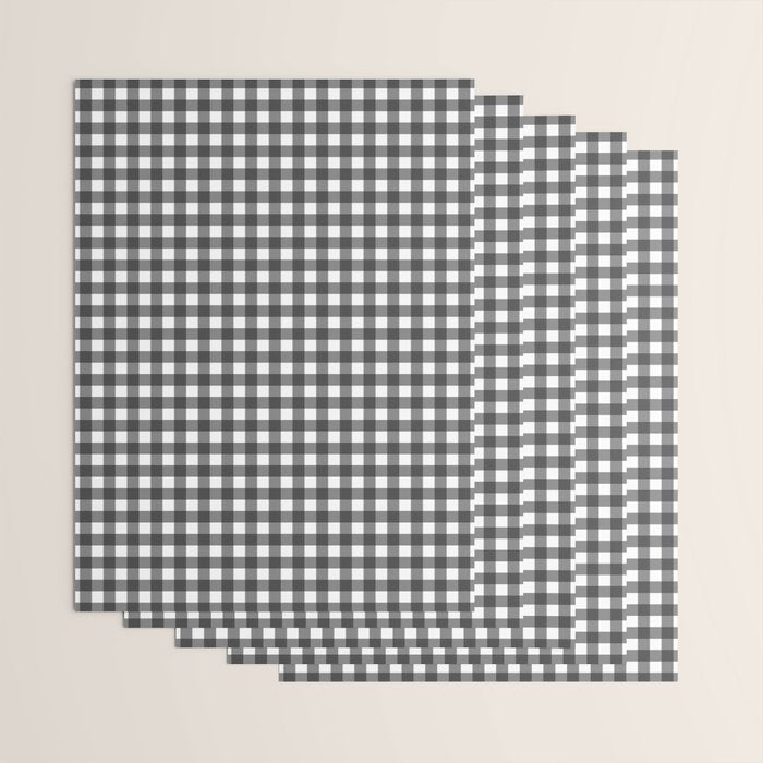 Gingham Check Pattern in Black and White (Charcoal) Wrapping Paper Gallery Image 3