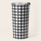 Gingham Check Pattern in Black and White (Charcoal) Travel Mug Gallery Image 2